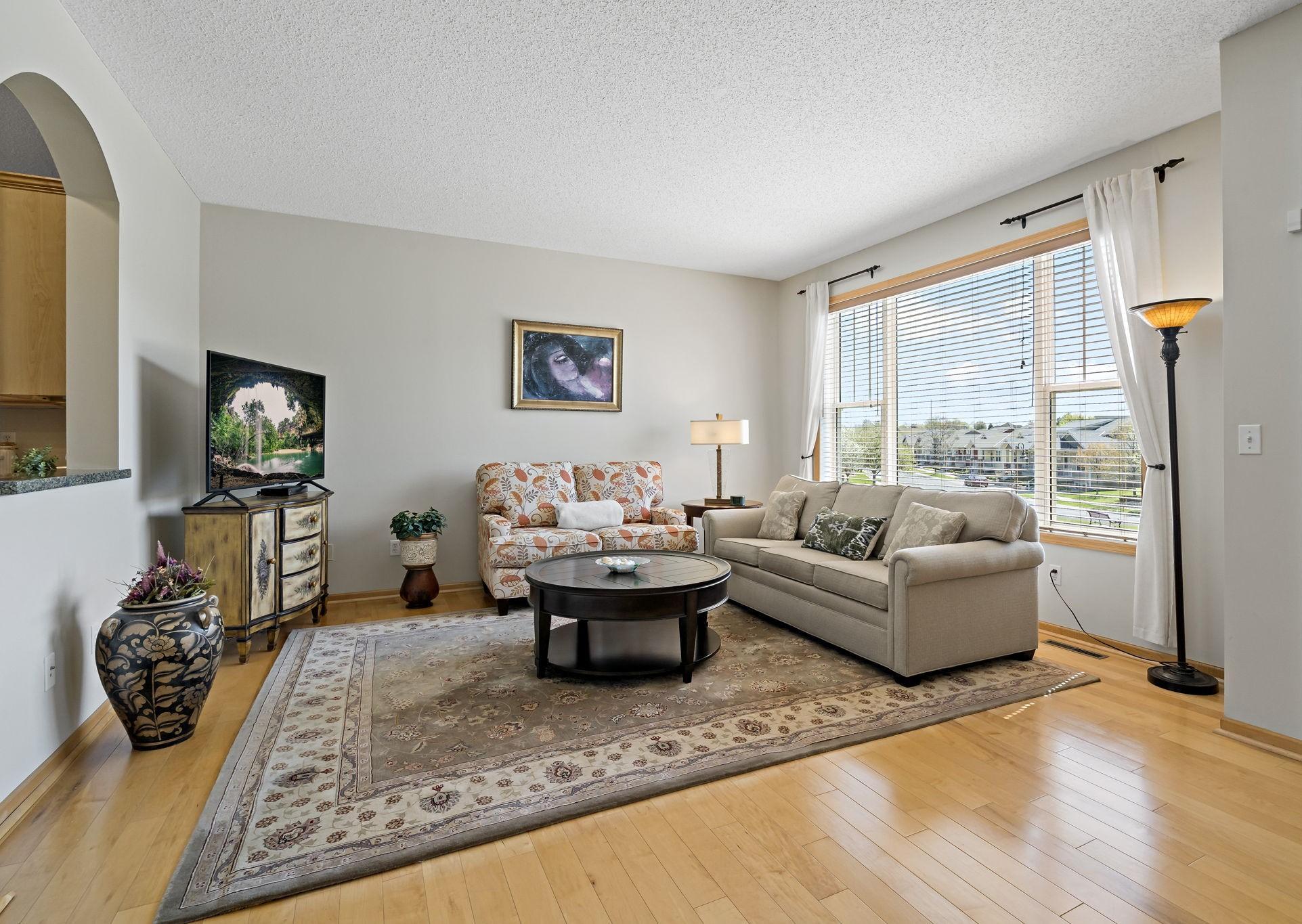 Light & Bright Living Room - Maple Hardwood Floors!