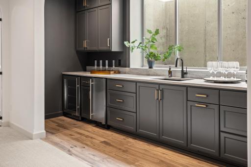 Wet bar, ice maker, bar fridge, oversized window + window well