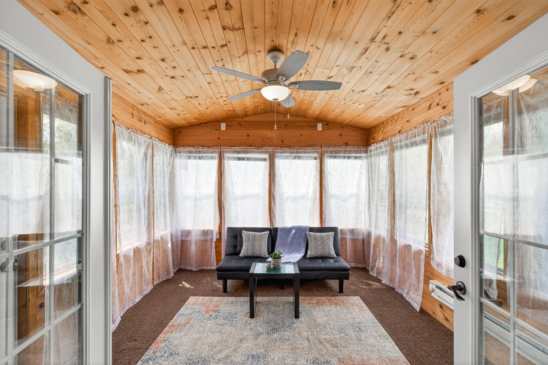 Enjoy morning coffee in your bright sunroom