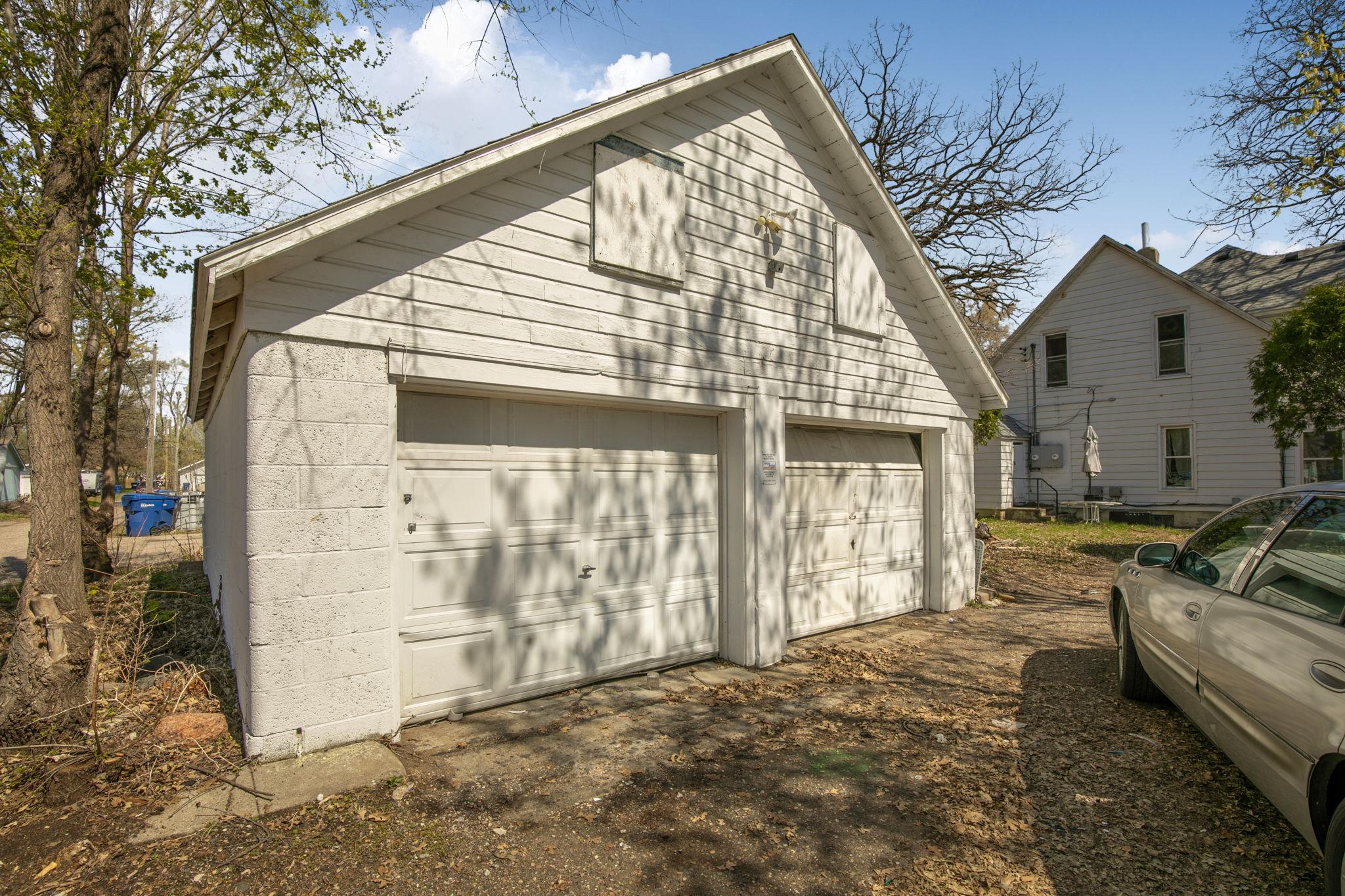 Detached 2 stall garage.
