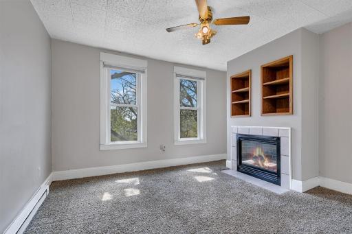 Elongated windows allow natural light to flood this space.