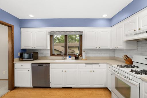 Lots of kitchen cabinets and countertop space.