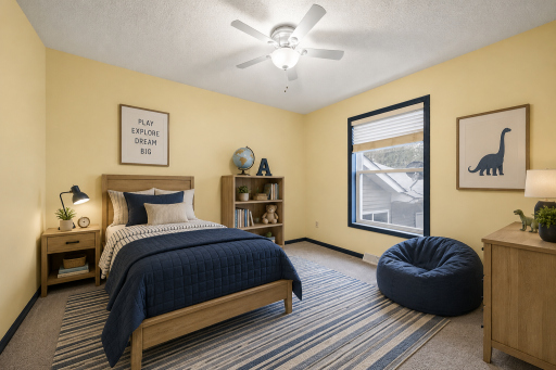 Bedroom 2 of 4 on the main floor virtually staged