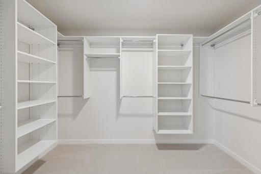 Primary Owner's Closet with shelving included for an amazingly organized Closet! This home is under construction!