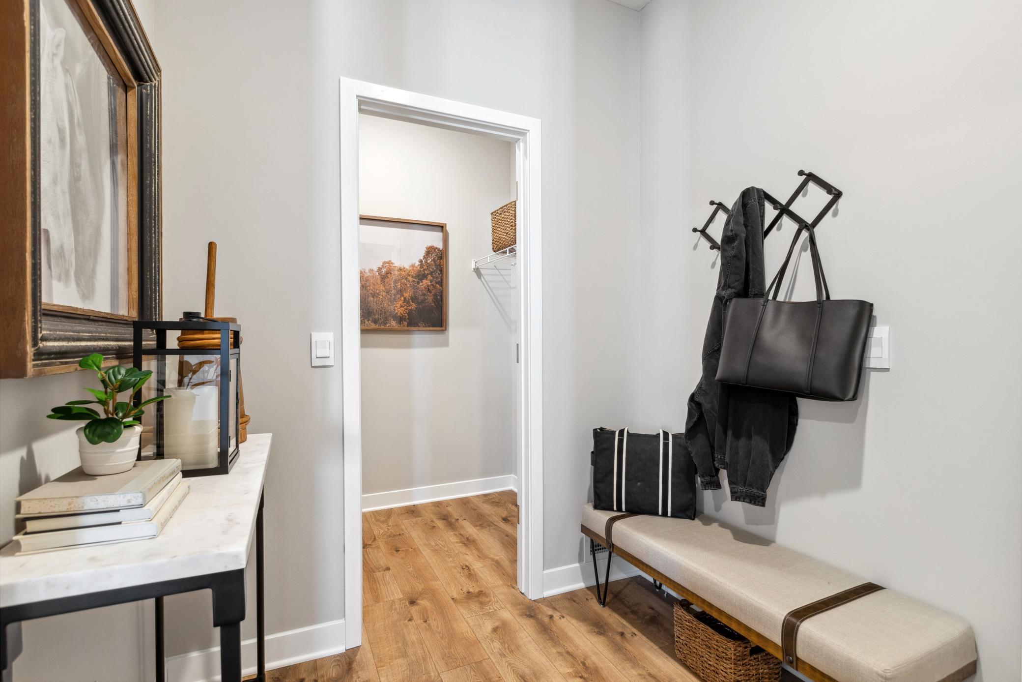 Wonderful mudroom with walk in closet.