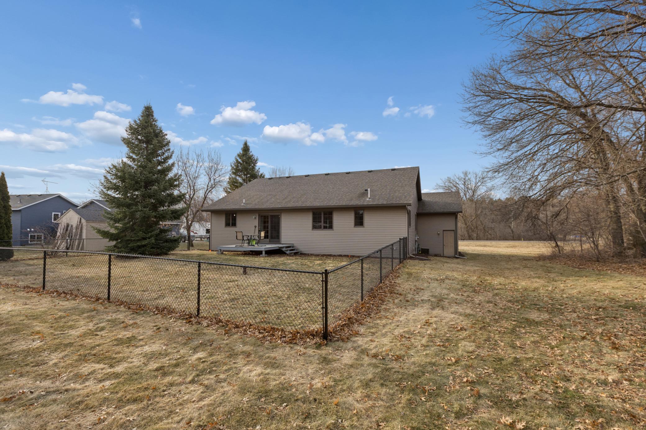 Newly fenced backyard — great for pets or play.