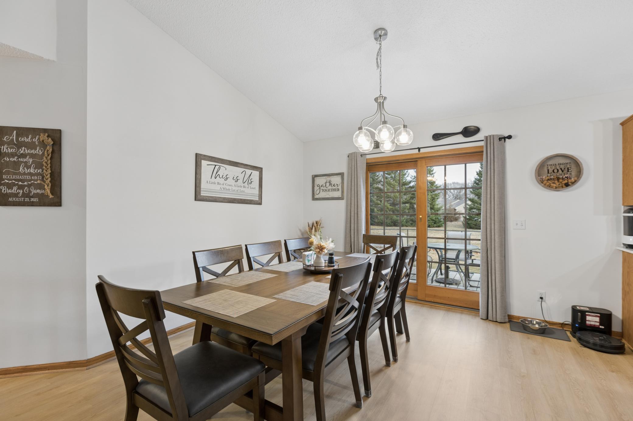 Patio door off dining area leads directly to backyard — great for entertaining