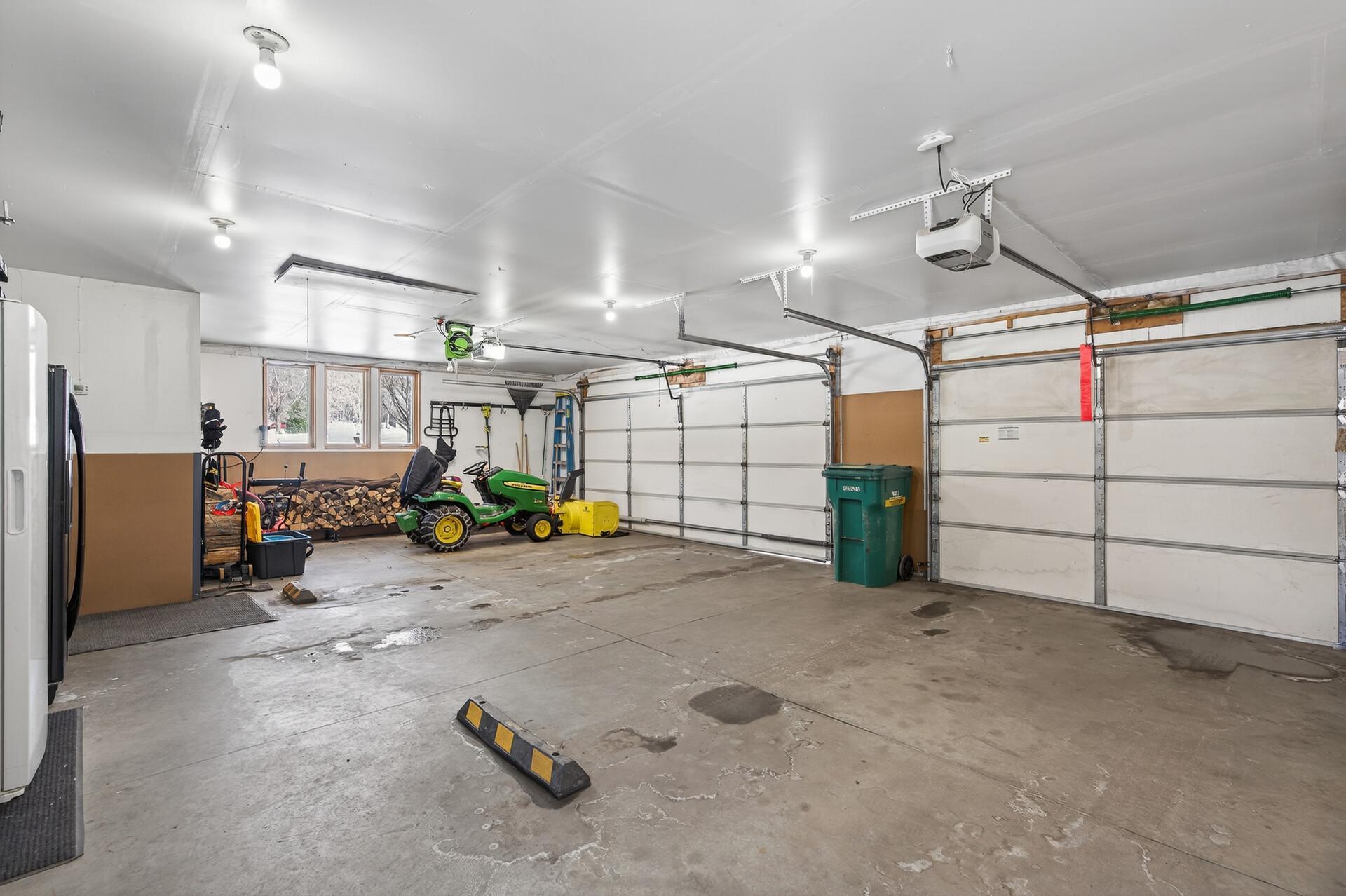 Attached 3 car heated garage.