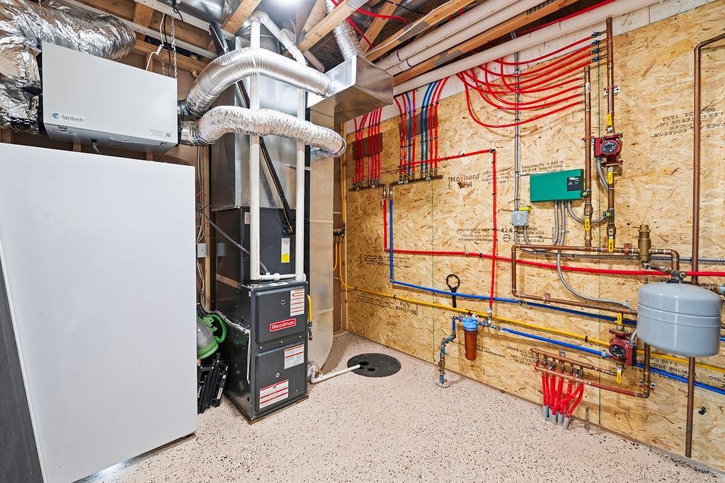 Large Mechanical Room with In-floor Heat/Forced Air Furnace
