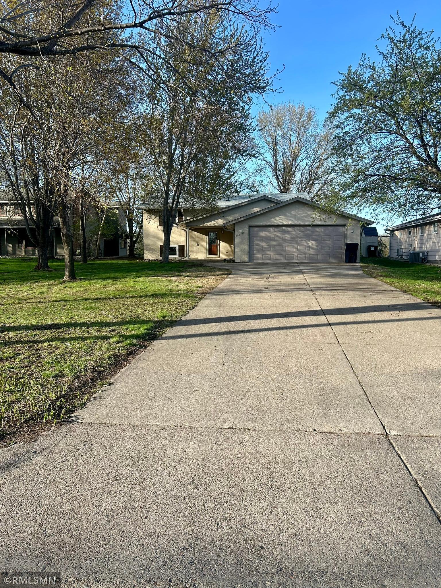 Long concrete driveway