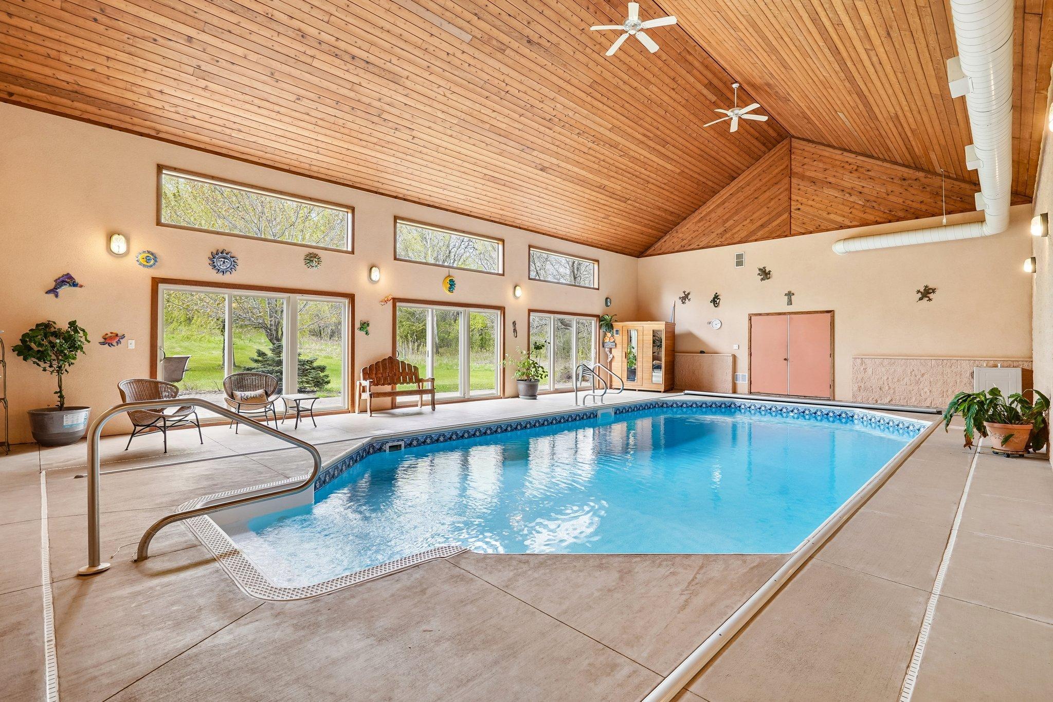 16X38 heated indoor pool.