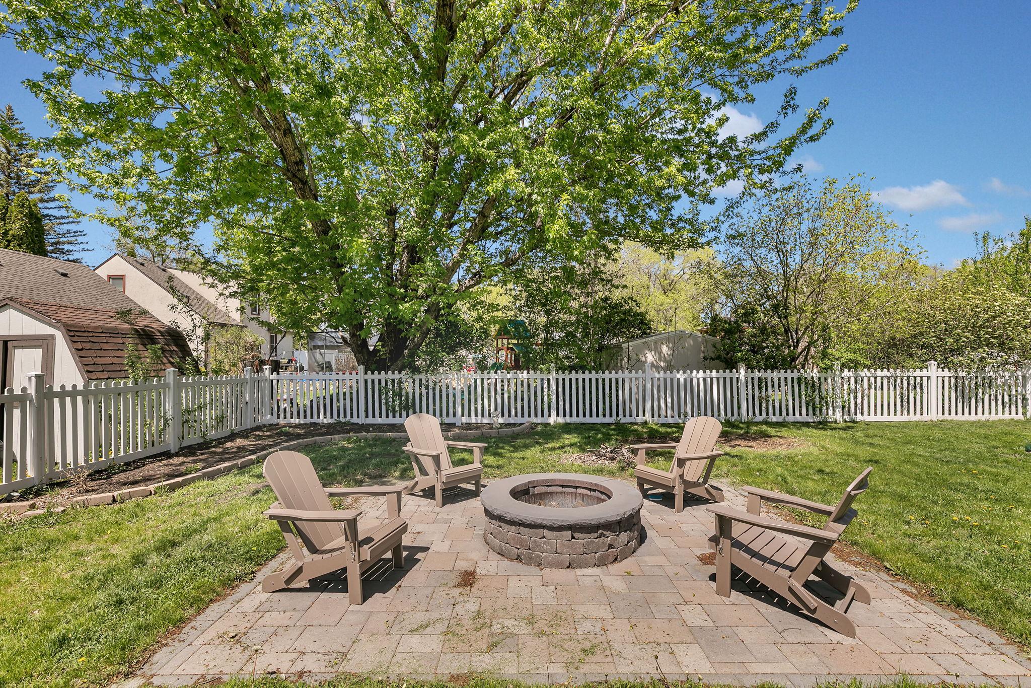 back yard overlooking firepit