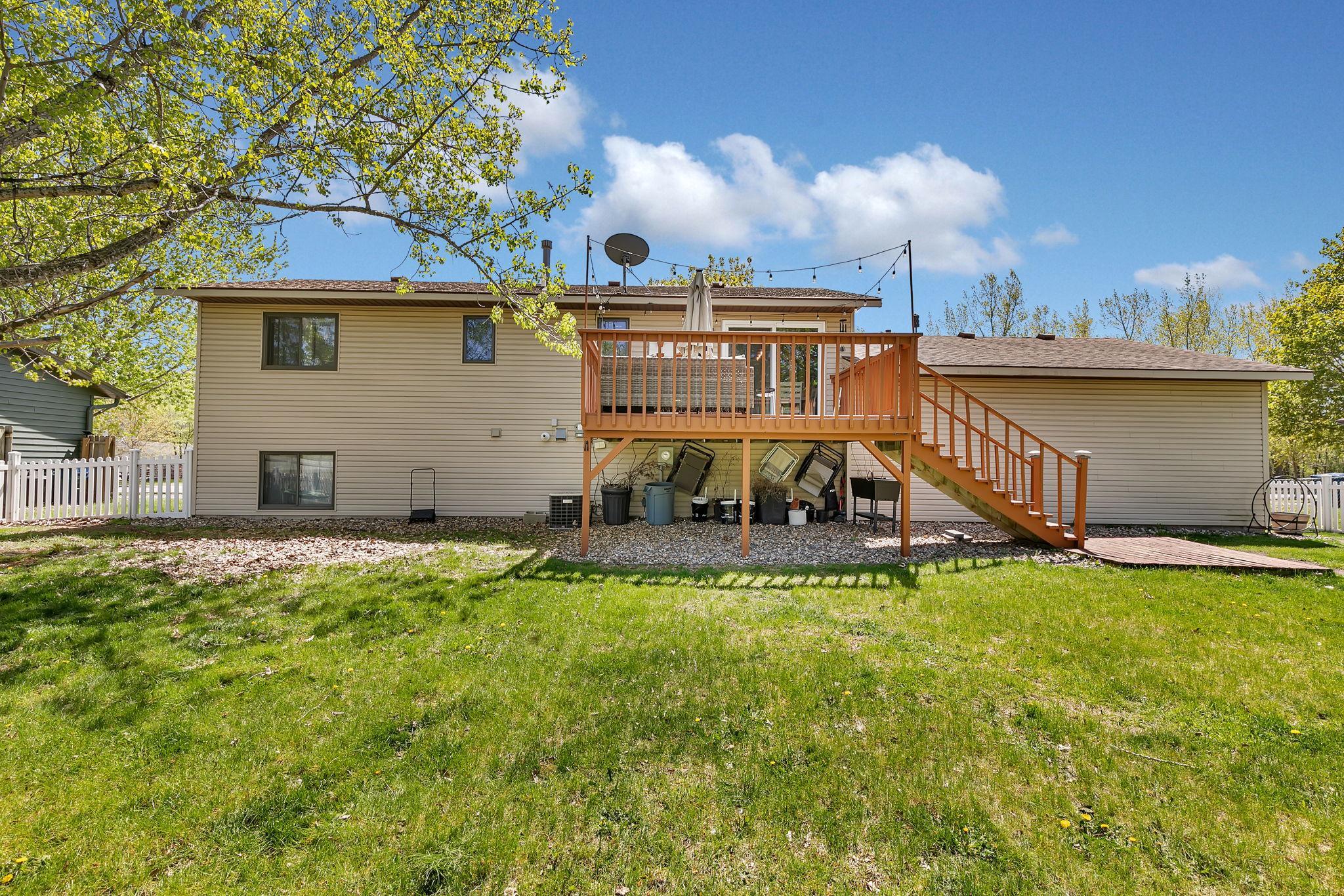 Back yard overlooking deck
