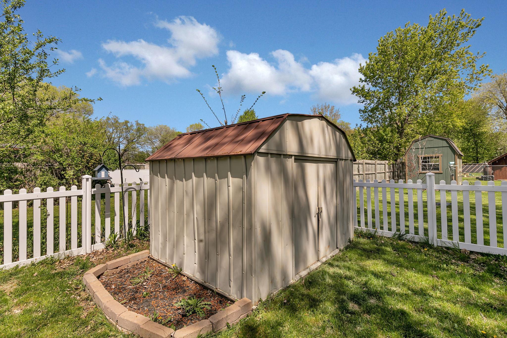 Backyard overlooking shed