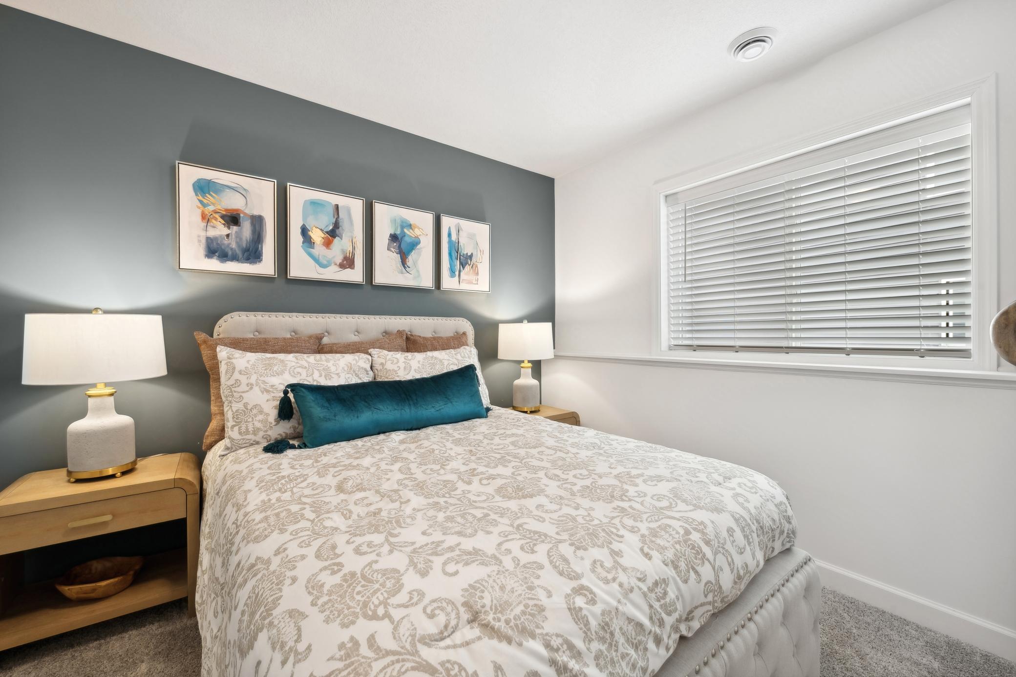 (Photo of decorated model, actual home's finishes will vary) A fourth bedroom is included at both the standard finished basement and the optional finished basement.