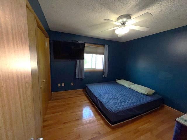 Main floor bedroom and ceiling fan