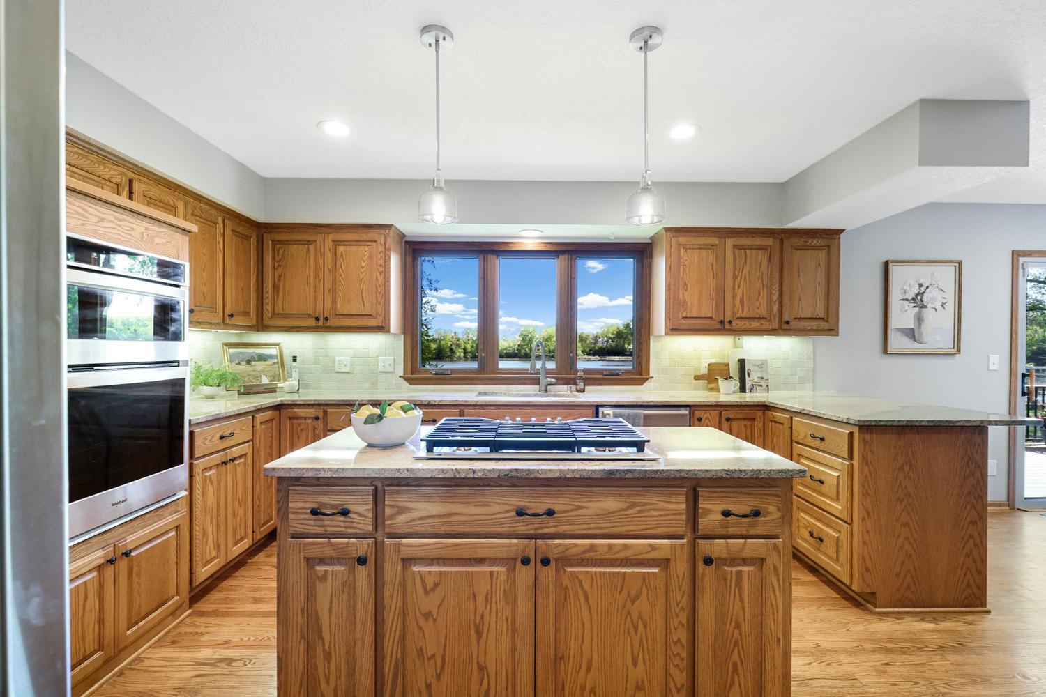 Great kitchen with views of Crystal Lake