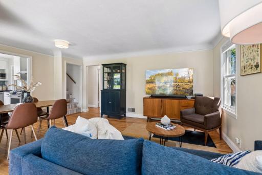 Great living/dining/kitchen offers an open concept, making entertaining so enjoyable.