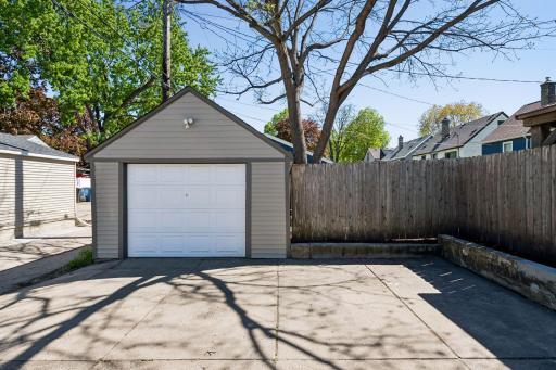 1+ car garage and parking area in back. Garage exterior freshly painted this spring.