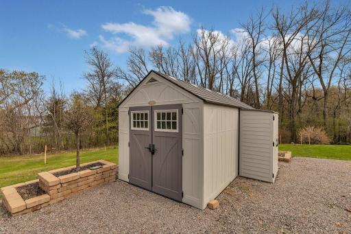 Great storage shed for all your storage needs. This will fit your lawn mower, snow blower, rakes, shovels, garden tools, etc. freeing up space in your garage.