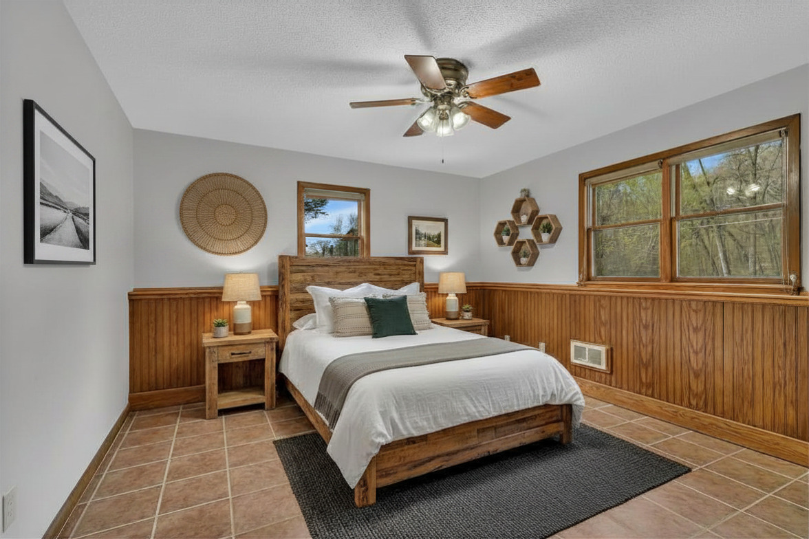 Previous basement bedroom photo virtually staged