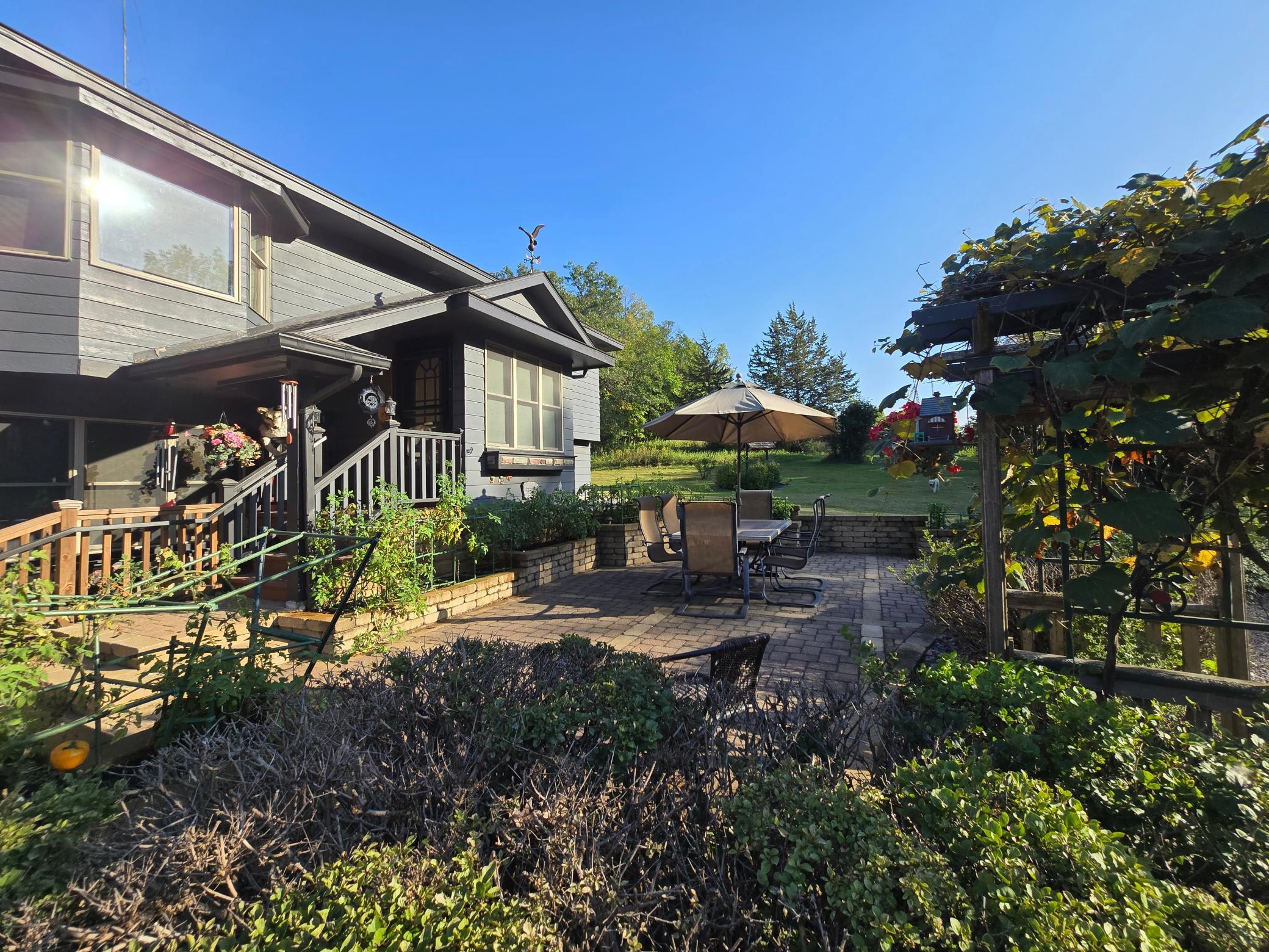 Flowers or vegetable gardens can surround you while enjoying the outdoors.