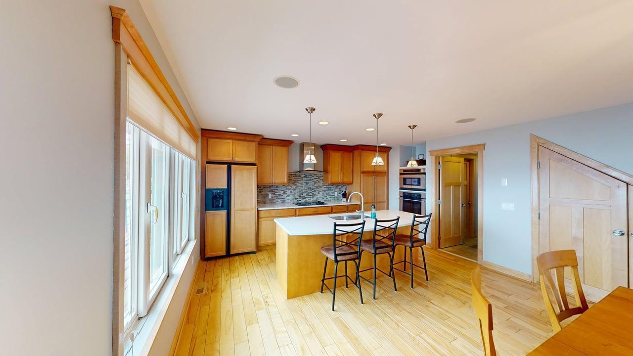 The laundry area is underneath the stairs--a creative/unique use of space.