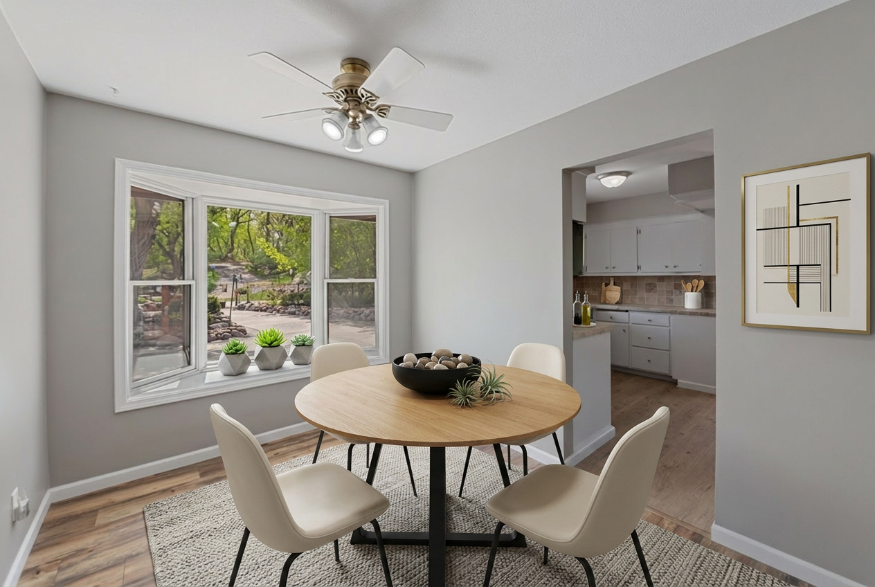 Dining room virtually staged