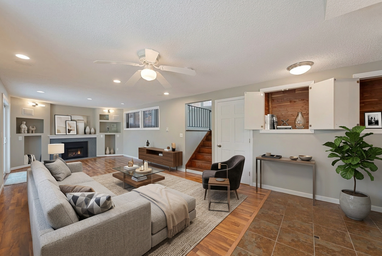 Lower level family room staged # 2