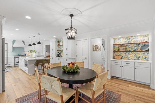 Informal dining space with built-in storage