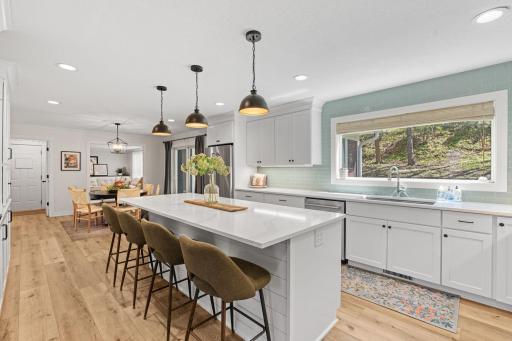 Fully updated kitchen with large kitchen window and center island