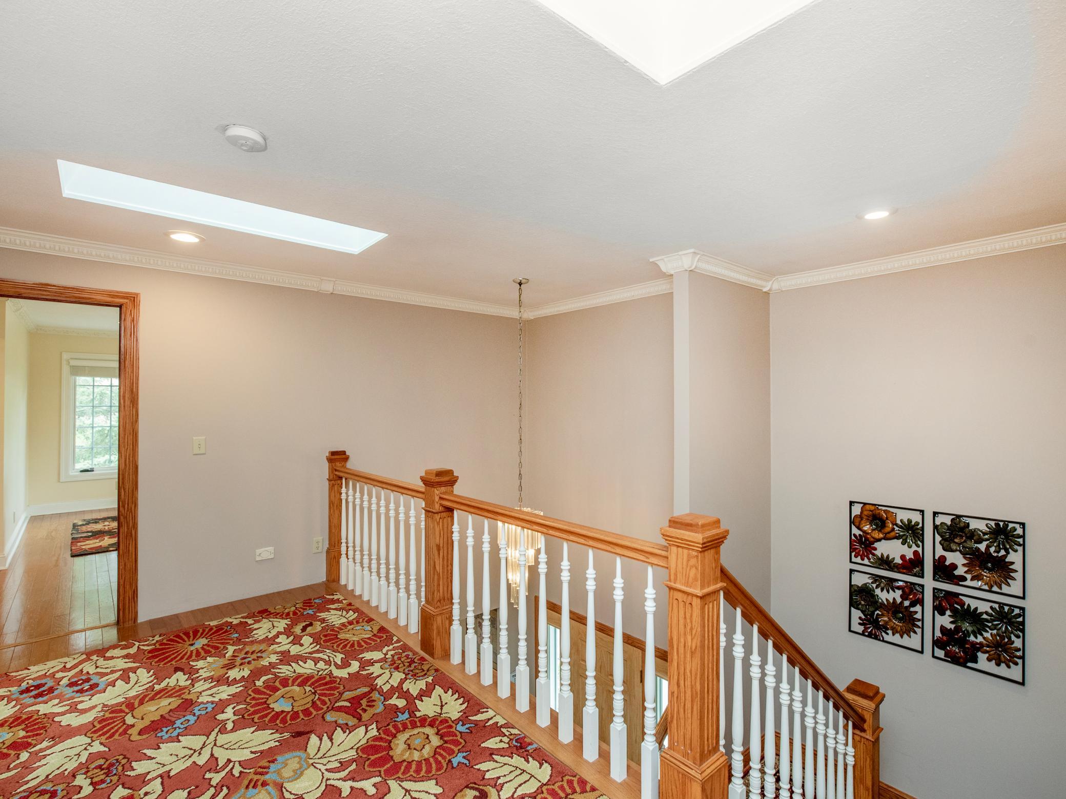 Loft area with skylight.