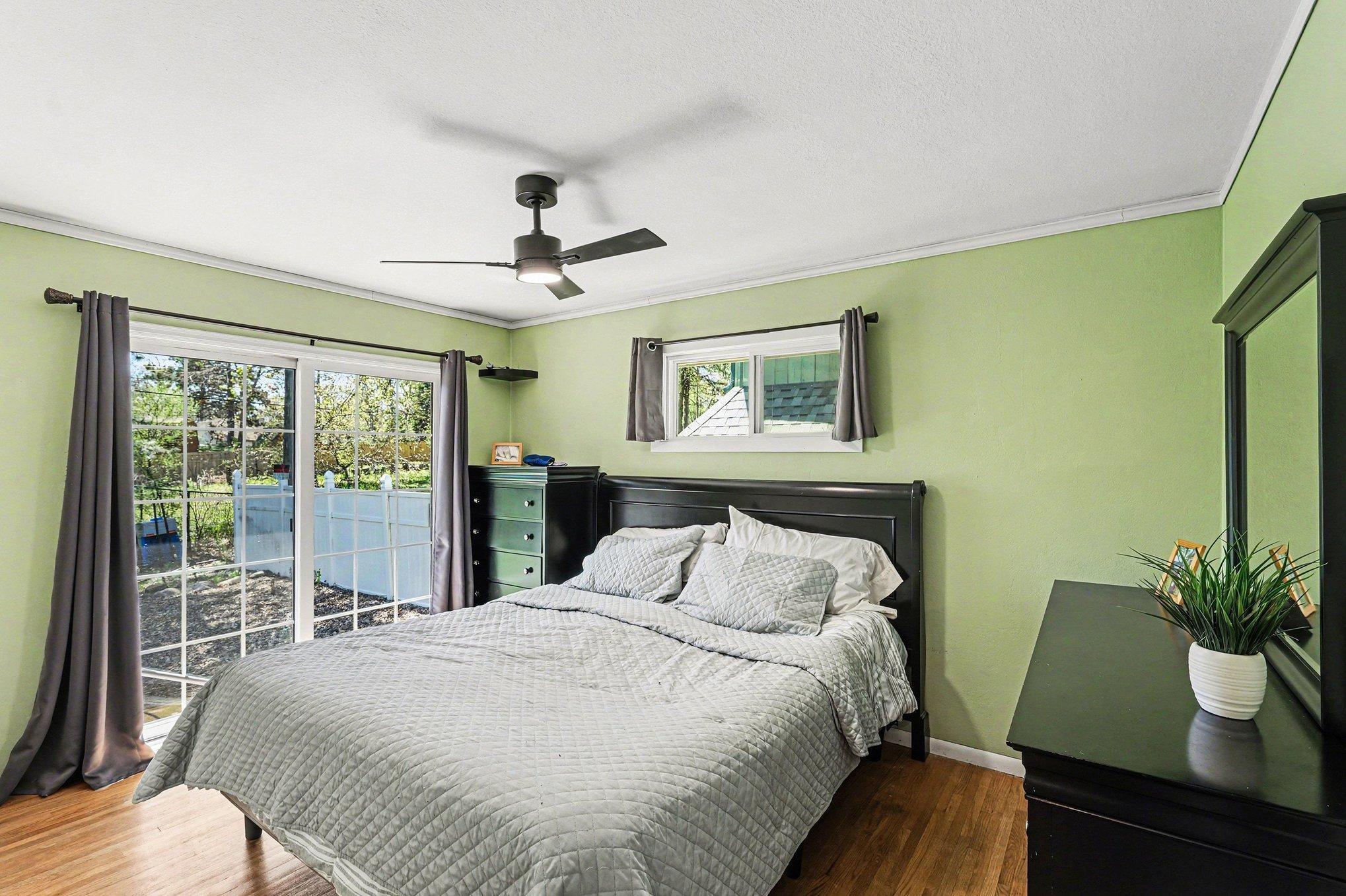 Primary bedroom with sliding door