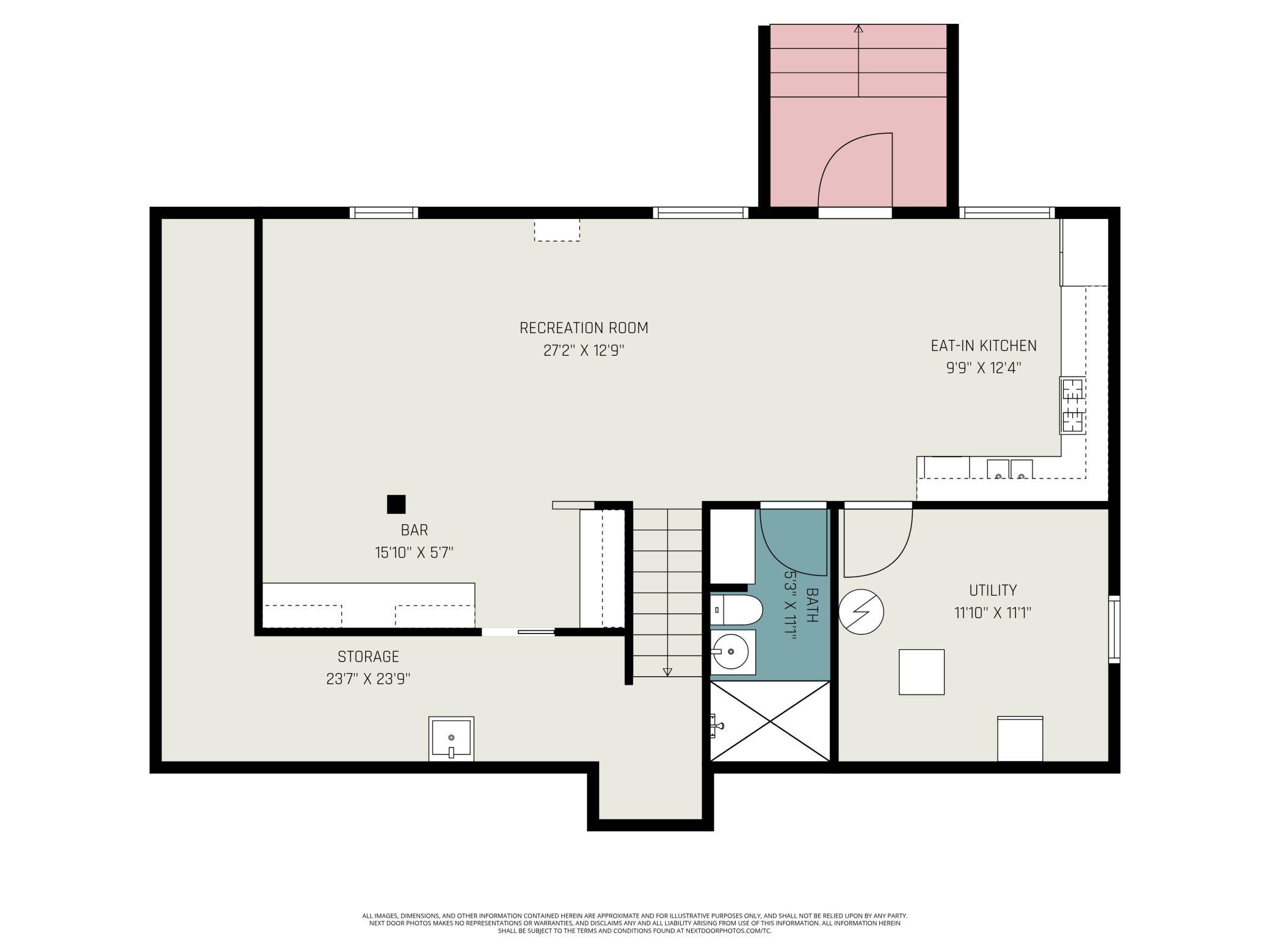 Lower level with large storage