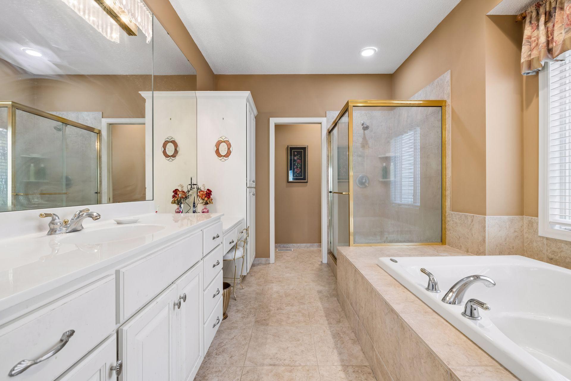 Separate tub and shower