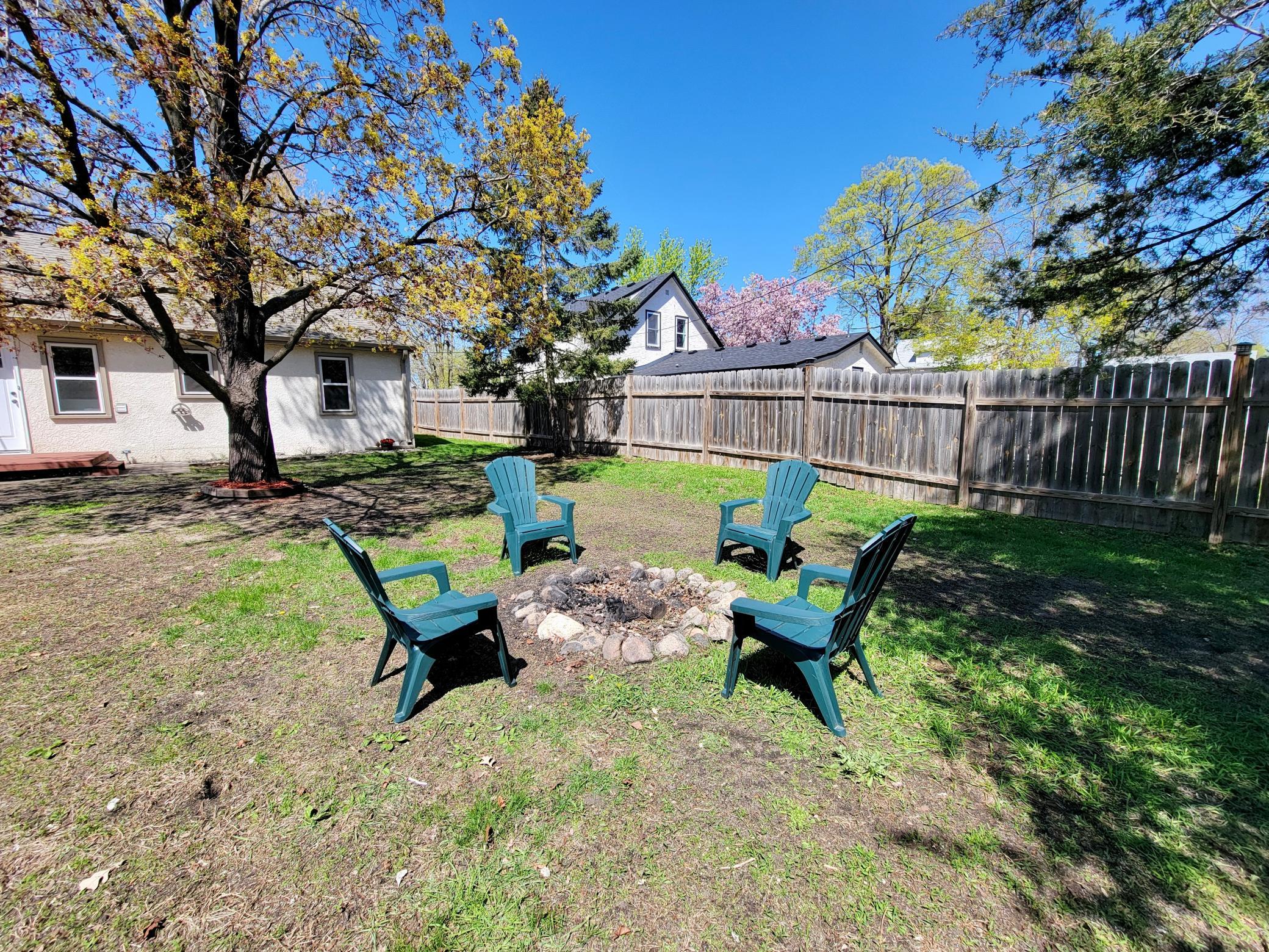Large fenced yard has privacy fence around most the yard