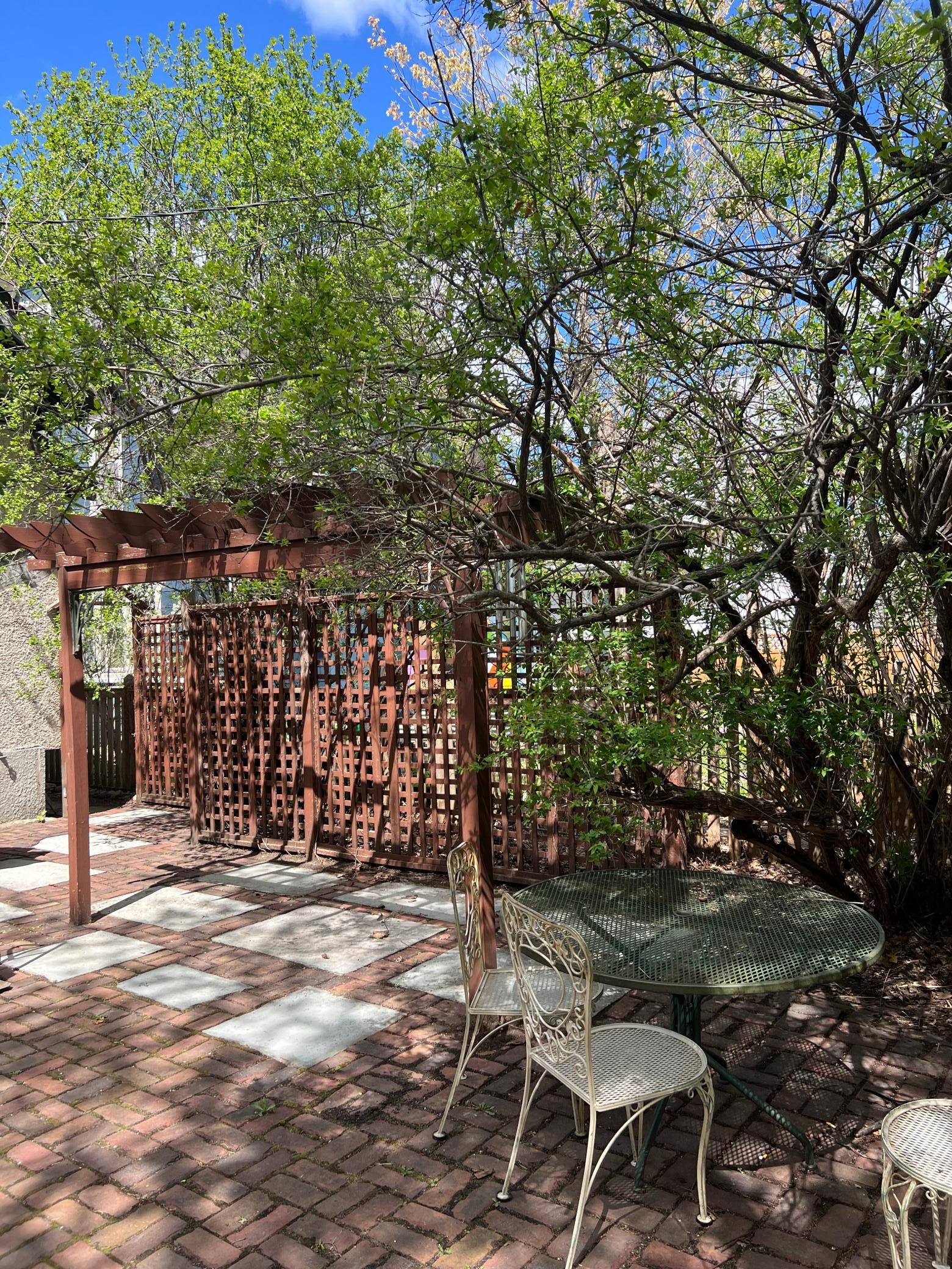 Relaxing patio area in the backyard