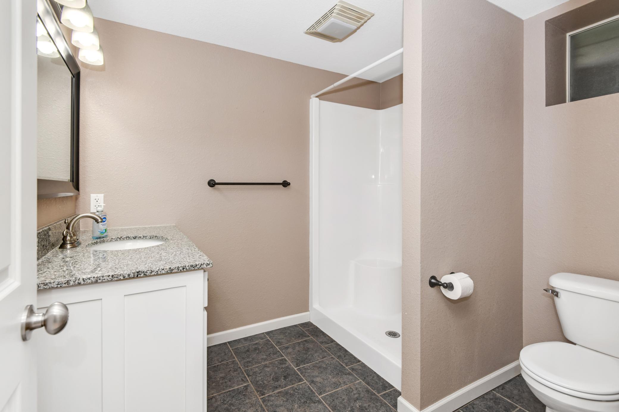 Lower level bath offers a nice sized shower