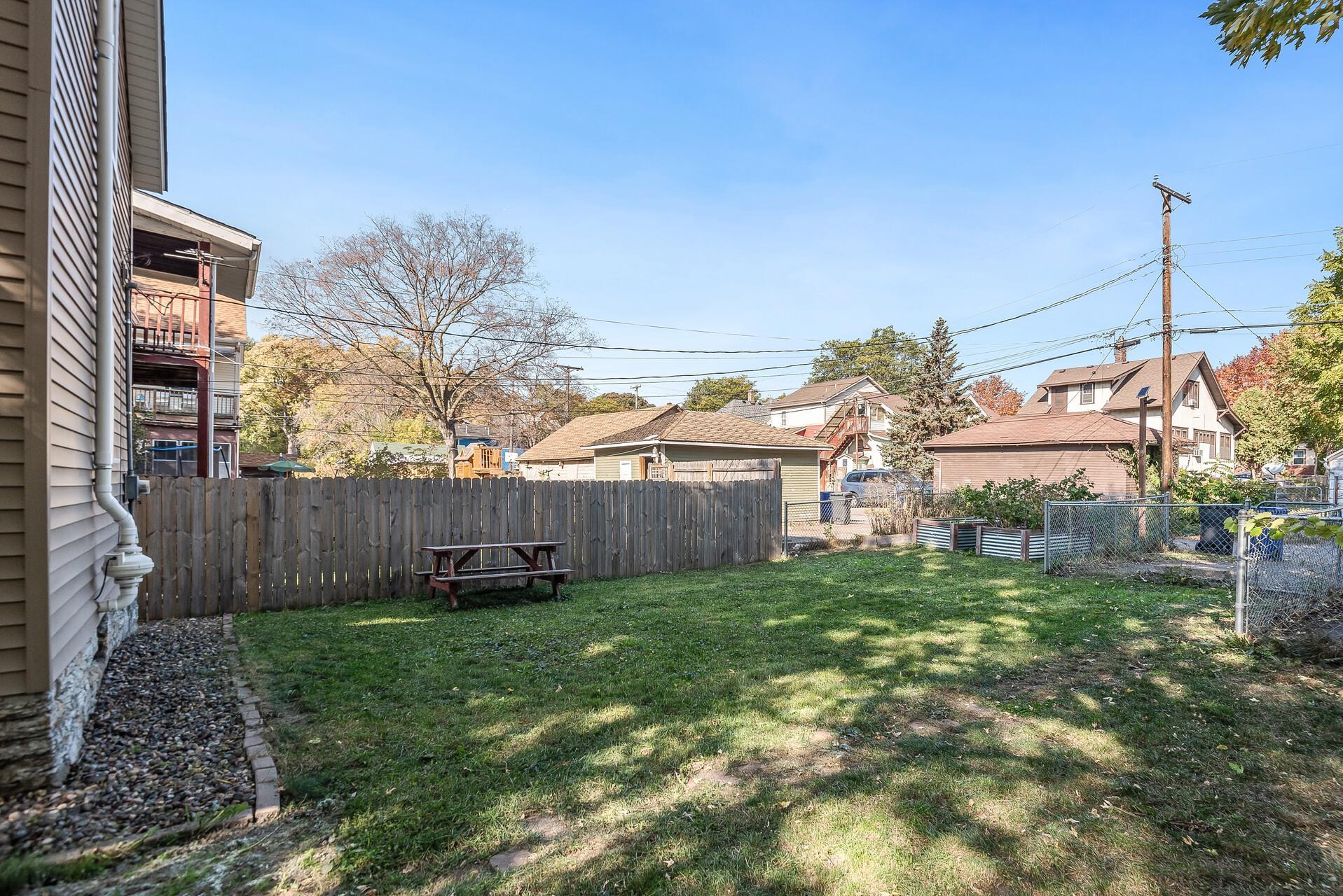 A lovely backyard that is fully fenced in