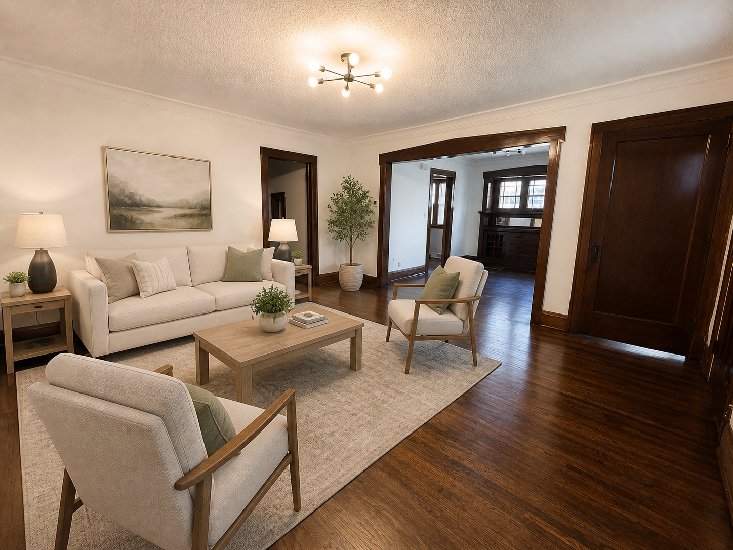 Living room virtually staged