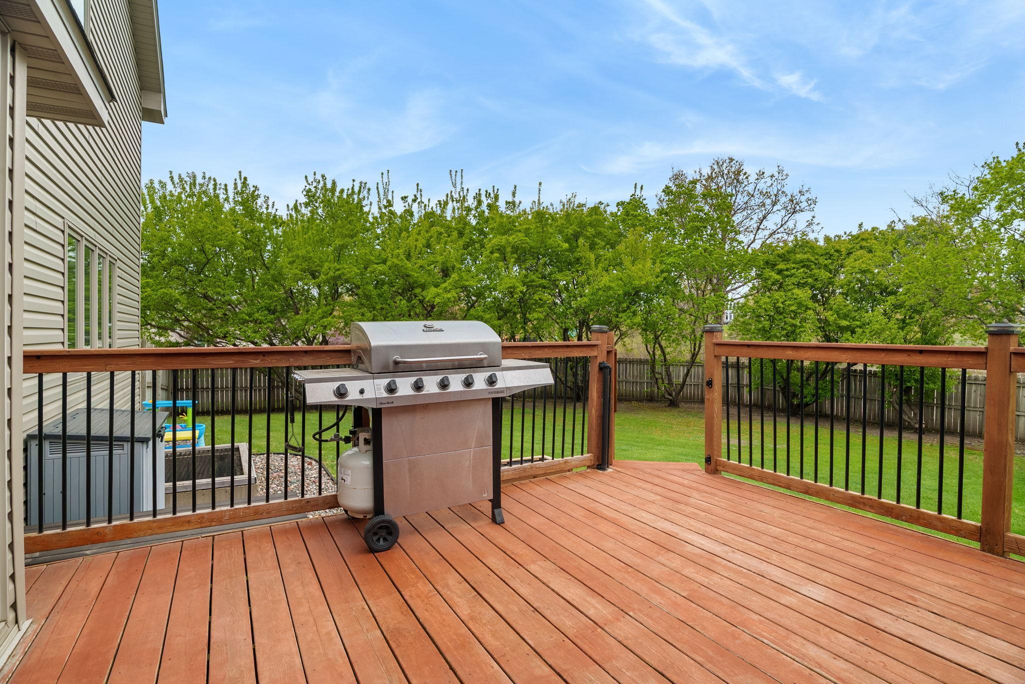 Spacious deck for grilling