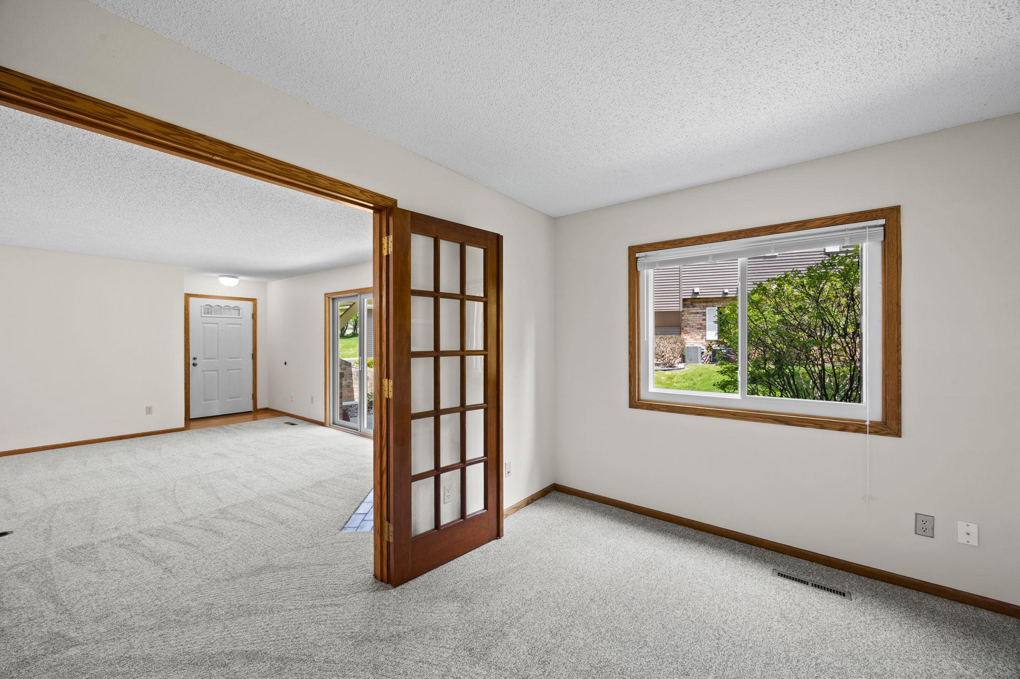 French doors to the office / Den.