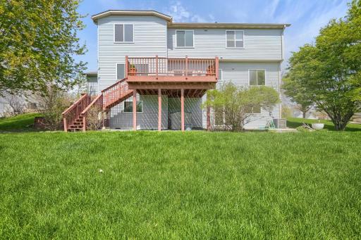 Nice Backyard with Deck and Stairs. Inground Sprinkler System and Invisable Fence