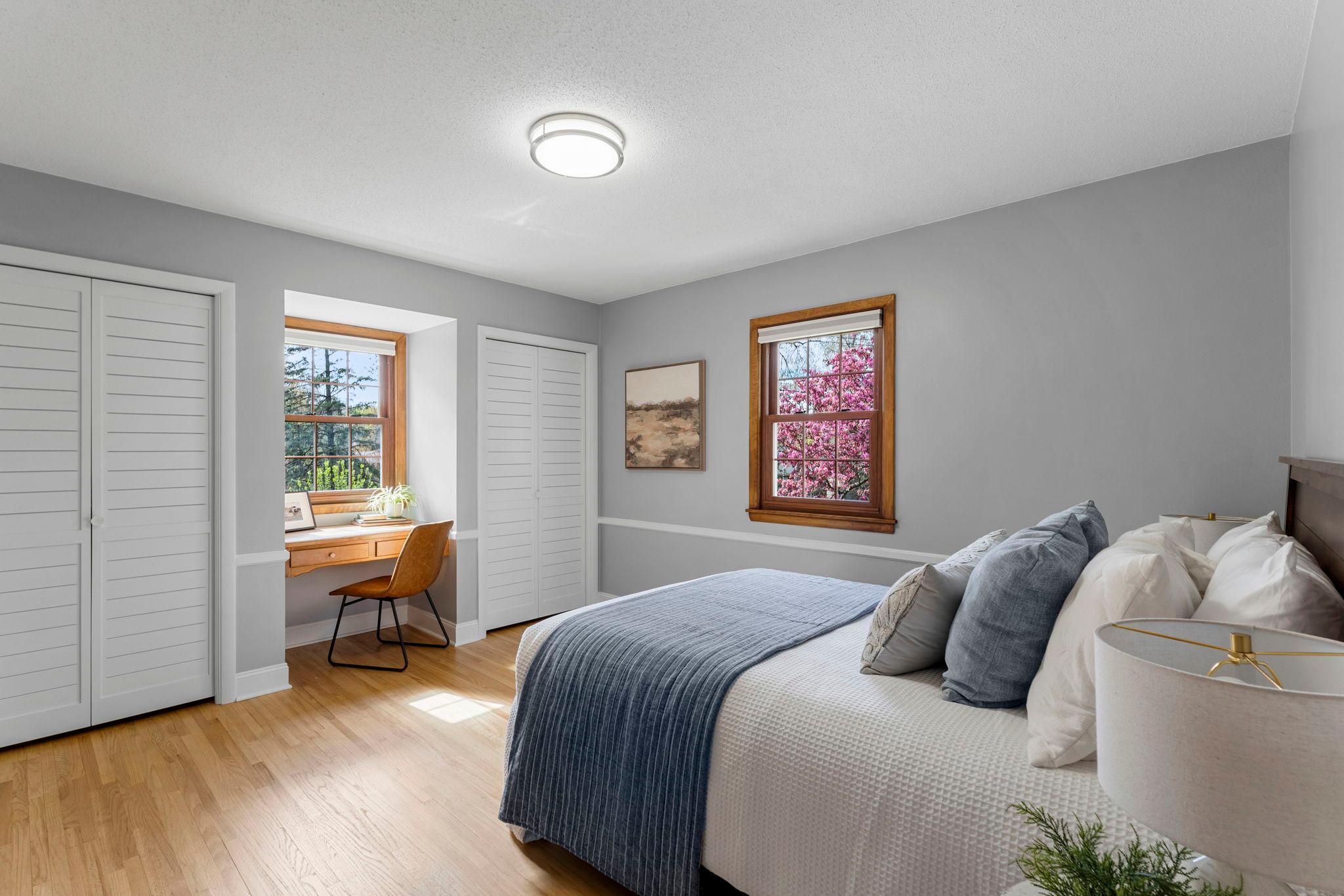 One includes a charming built-in desk nook, perfect for a home office or vanity setup.