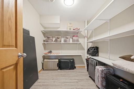 The lower-level bedroom features a huge attached walk-in closet, adding to the homeâs incredible amount of storage space!