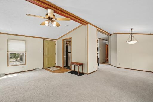 Front Door to the right is the kitchen