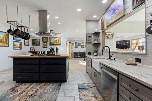 Chefs Kitchen with Farm sink-Gorgoeus Back Splash