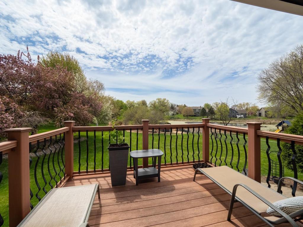 Maintenance free composite deck over looking you large peaceful backyard