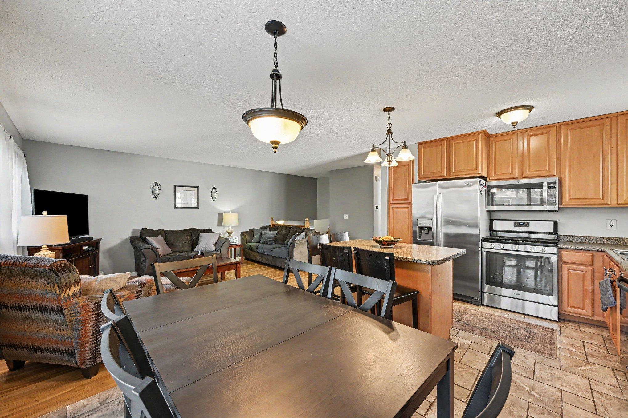 Upper Level Living, Dining and Kitchen are wide open