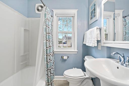 NICE bathroom! Newly refinished cast iron tub.